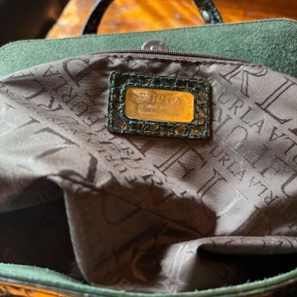 Green Furla crocodile bag - Picture 6 of 9